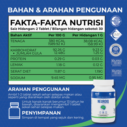 NEUROIQ Smart Supplement - 30 Tablets